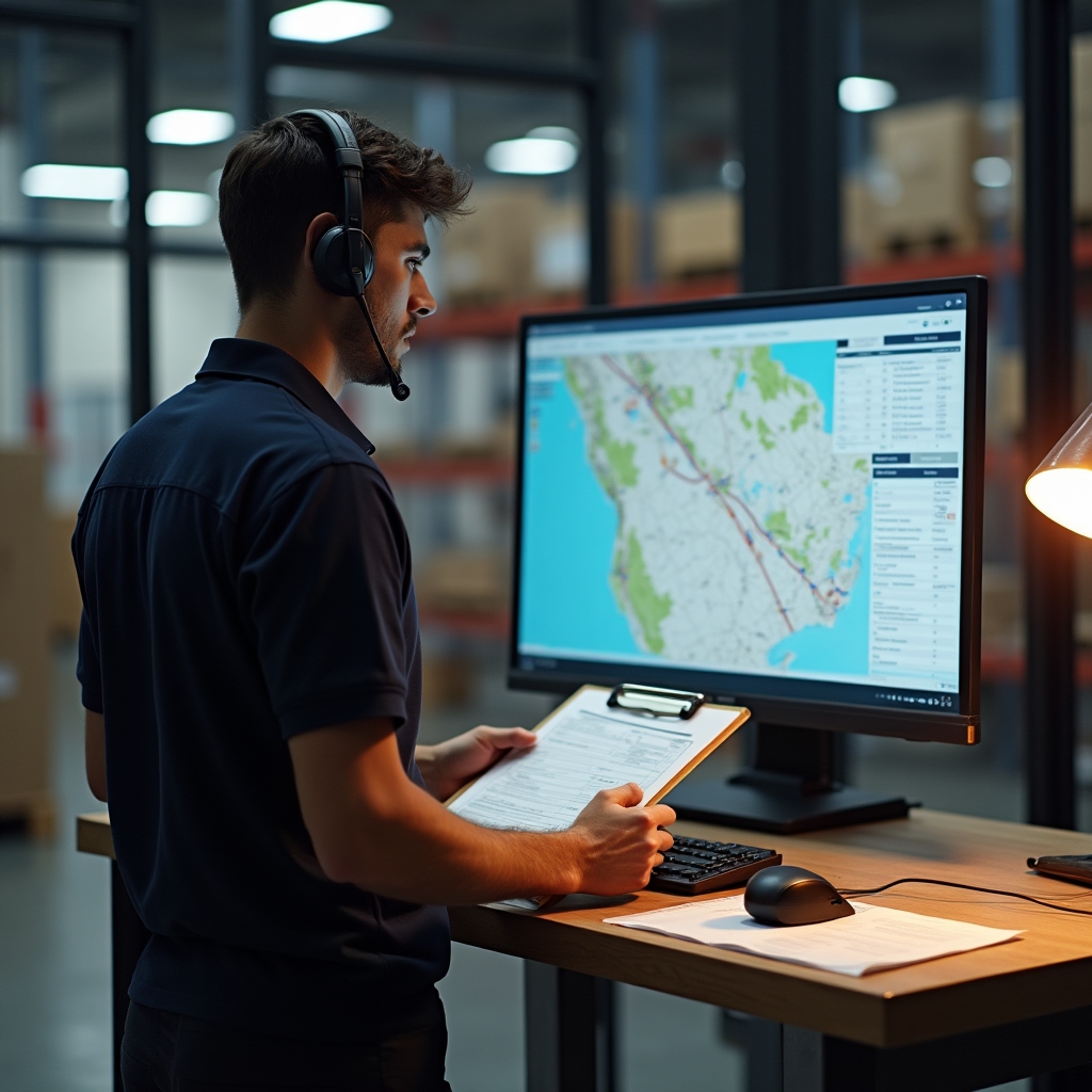 Logistics coordinator managing shipment tracking and warehouse operations